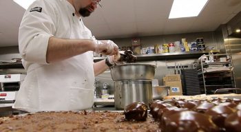 Chef making chocolate desserts