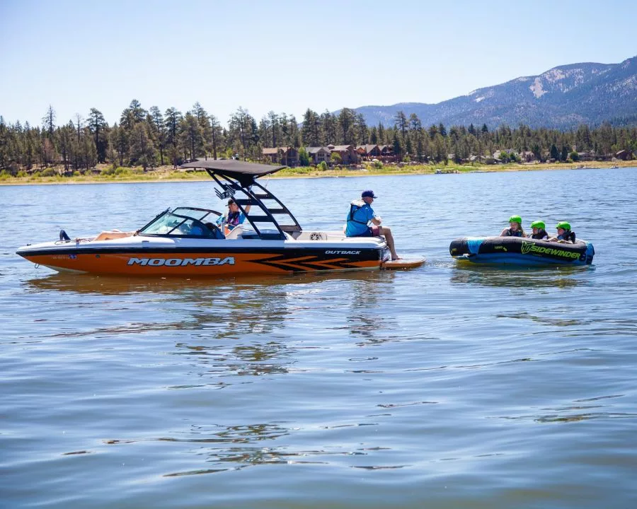 Watertubers taking a break on the lake