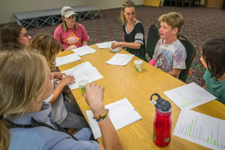 kids doing a table read for acting class