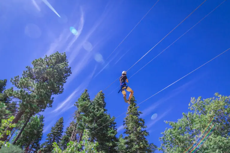 a boy on a zipline