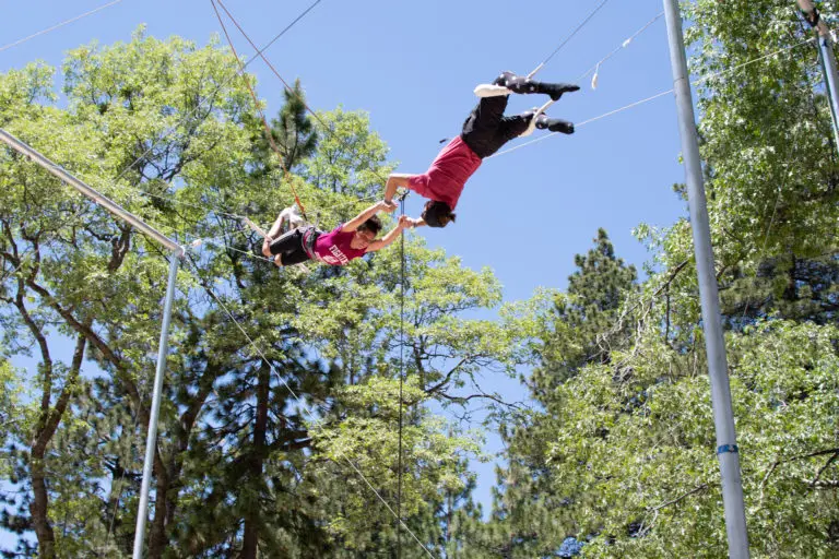 two people on the flying trapeze