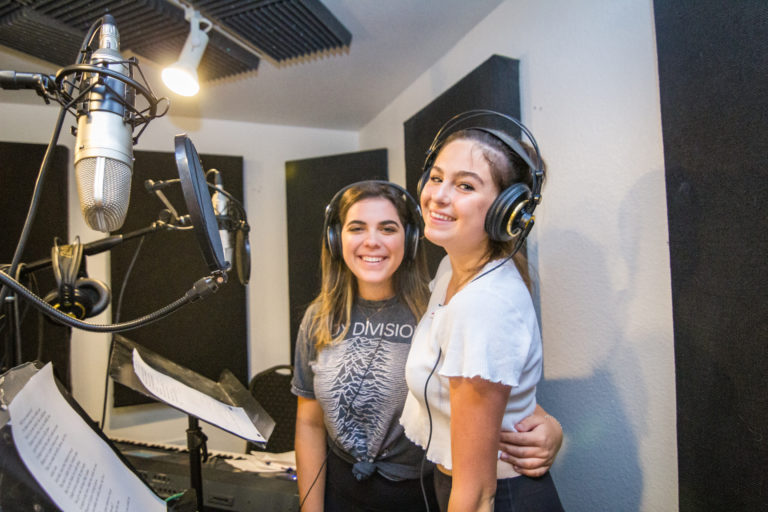 two girls in the recording studio