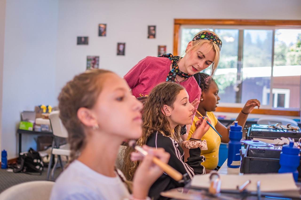 Group of girls at makeup camp