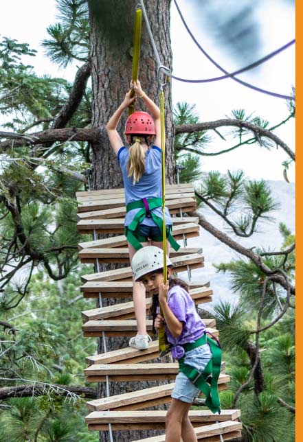 Children climbing on outdoor adventure course
