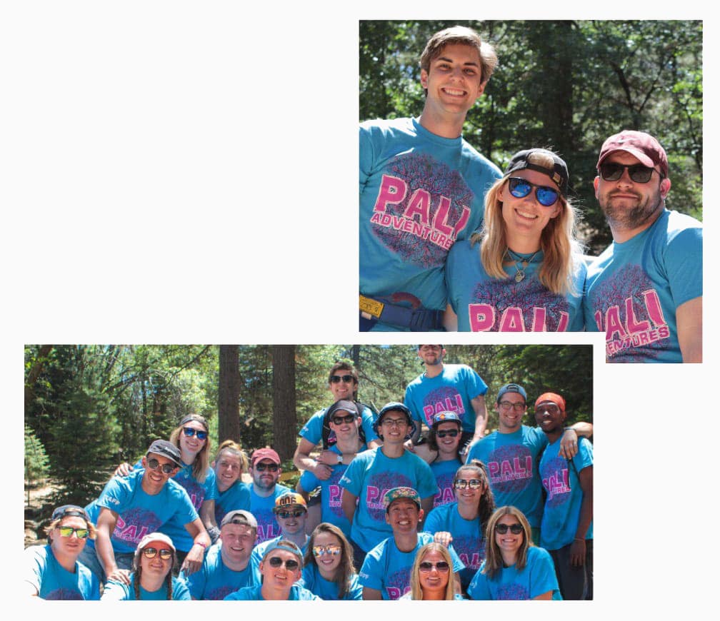 Camp counselors with campers