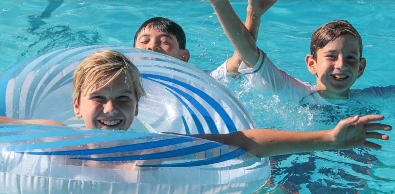 Campers playing in the Pali Adventures pool