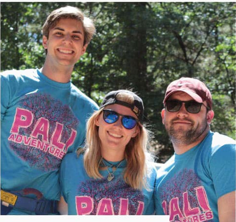 Three Pali Adventures counselors in camp t-shirts